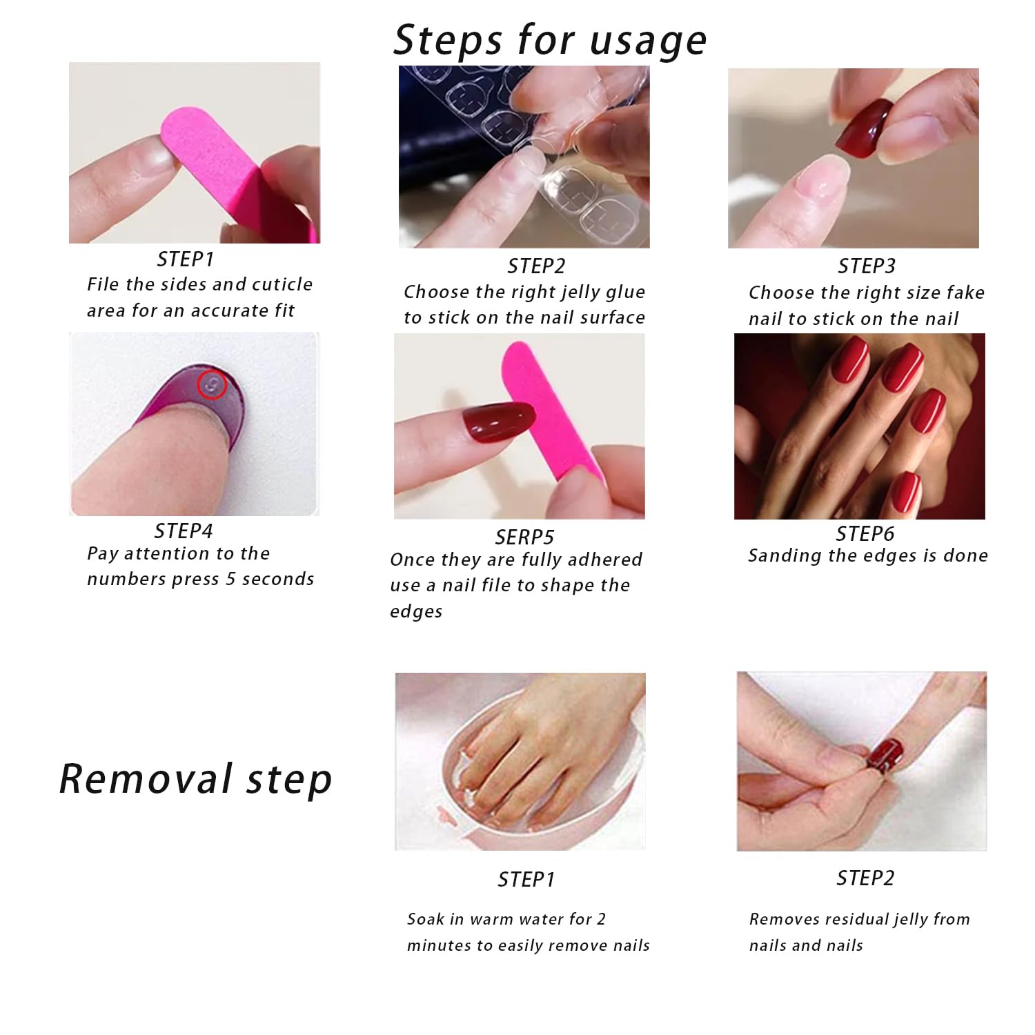 Black Solid Color Stiletto nails removal soak for reuse