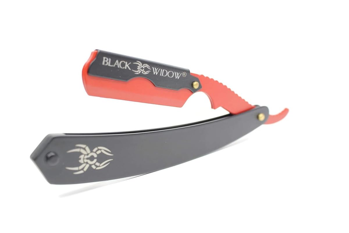 BLACK WIDOW razor arrives ready to use with blades included for immediate grooming.