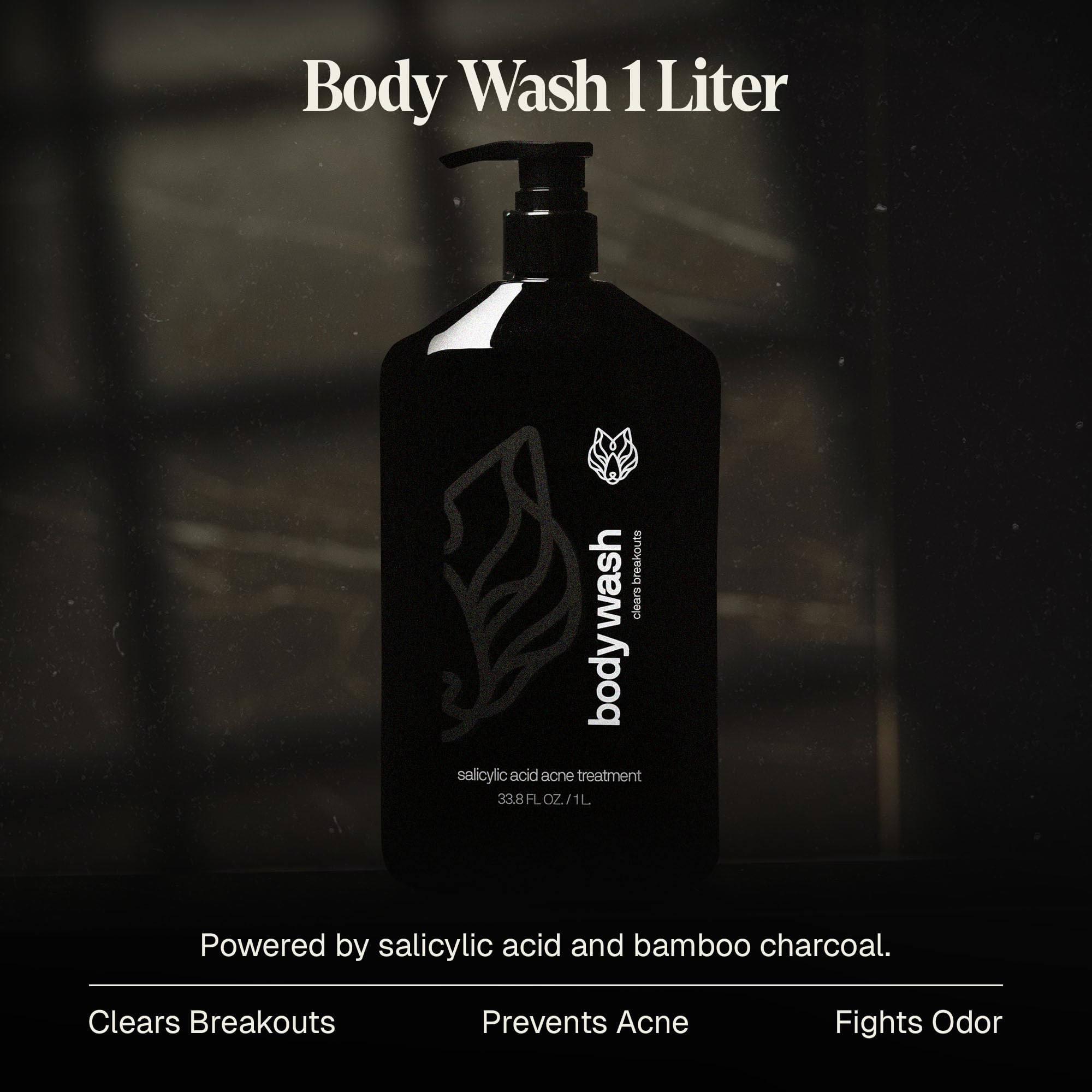Close-up of Black Wolf body wash lather emphasizing pore cleansing action.