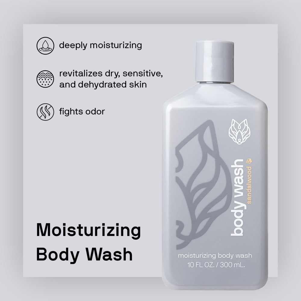 Botella hidratante Black Wolf para hombres con fragancia de sándalo
