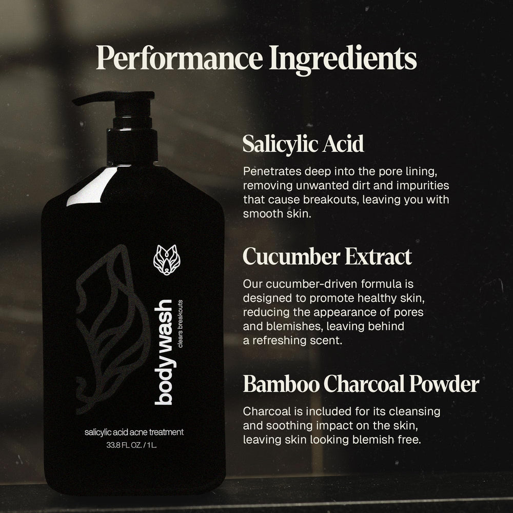 Cucumber-derived formula visual signaling soothing, cooling feel for pores in Black Wolf.