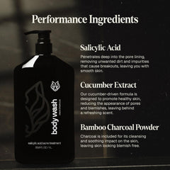 Cucumber-derived formula visual signaling soothing, cooling feel for pores in Black Wolf.
