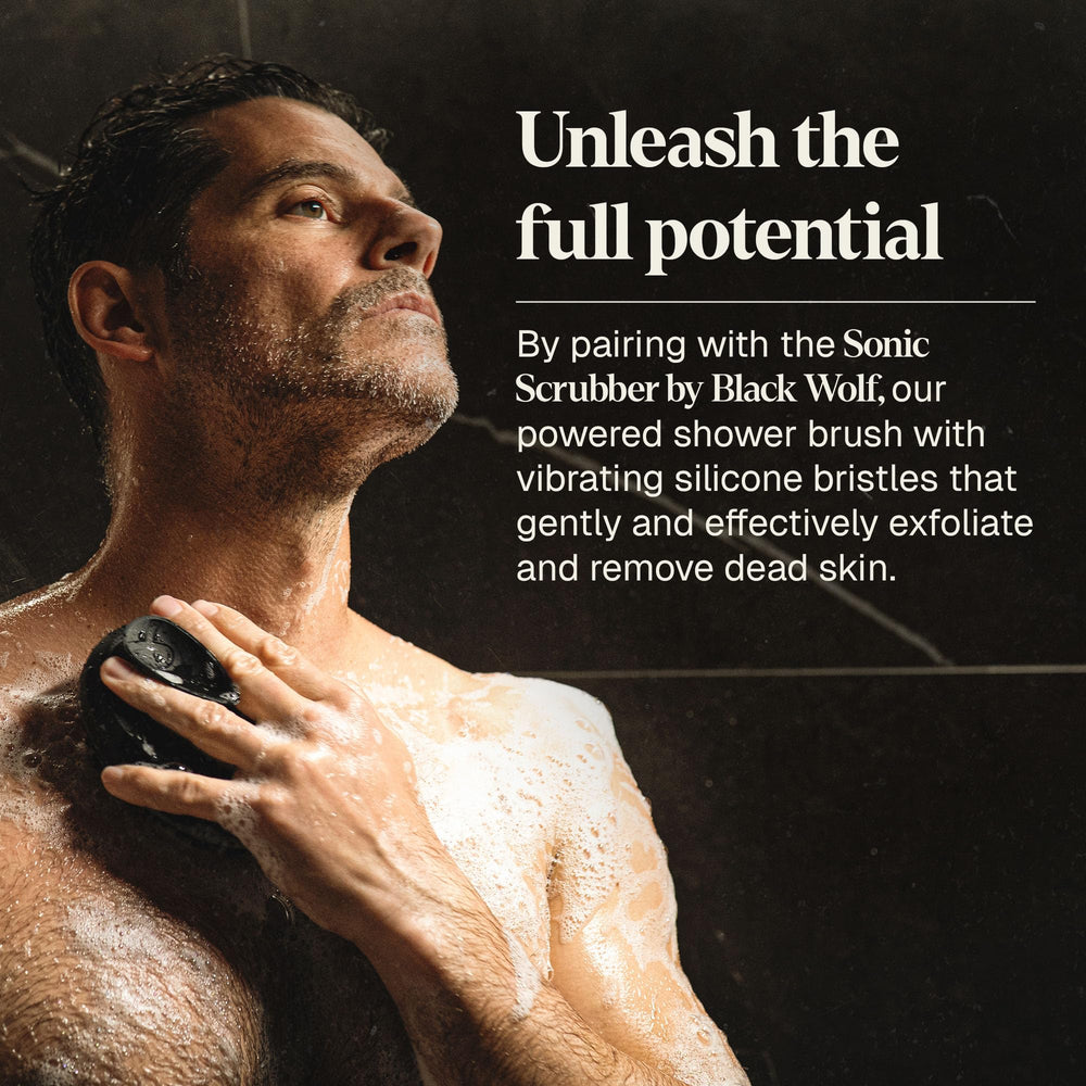 Black Wolf packaging image showing a complete men's grooming bundle.