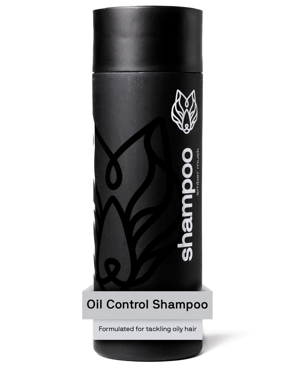 Black Wolf shampoo bottle shows oil-control formula for a clean scalp