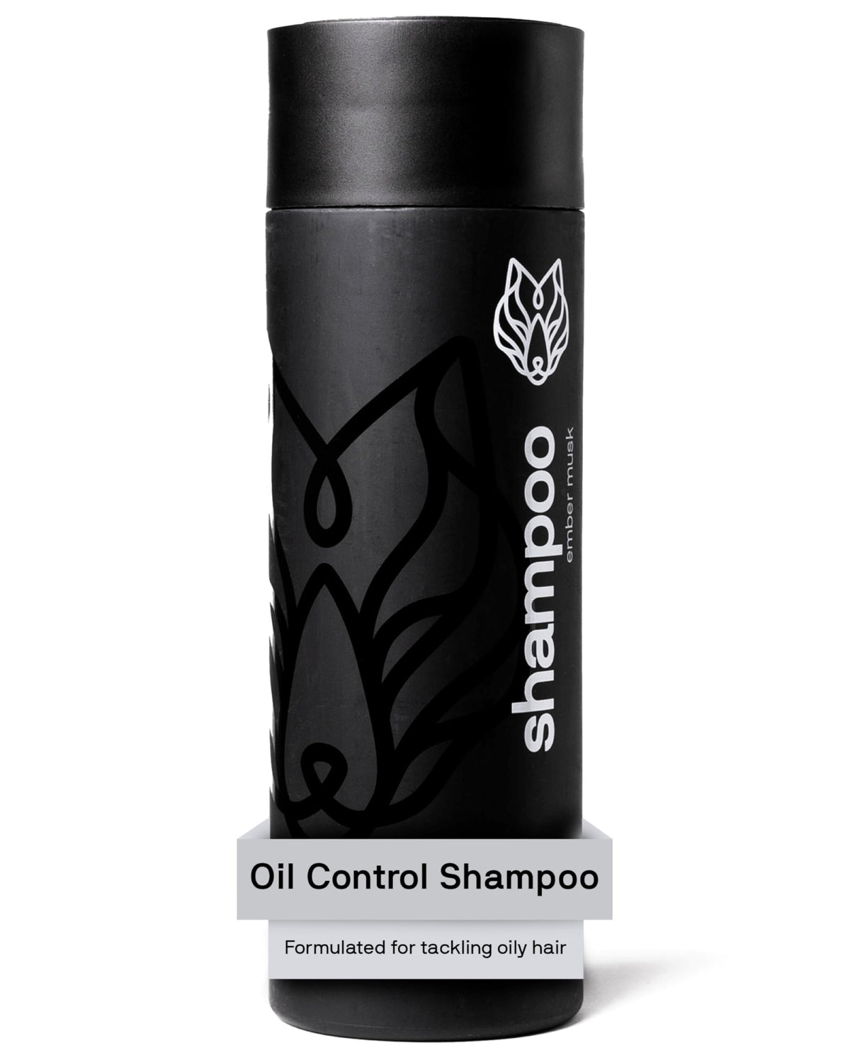 Black Wolf shampoo bottle shows oil-control formula for a clean scalp