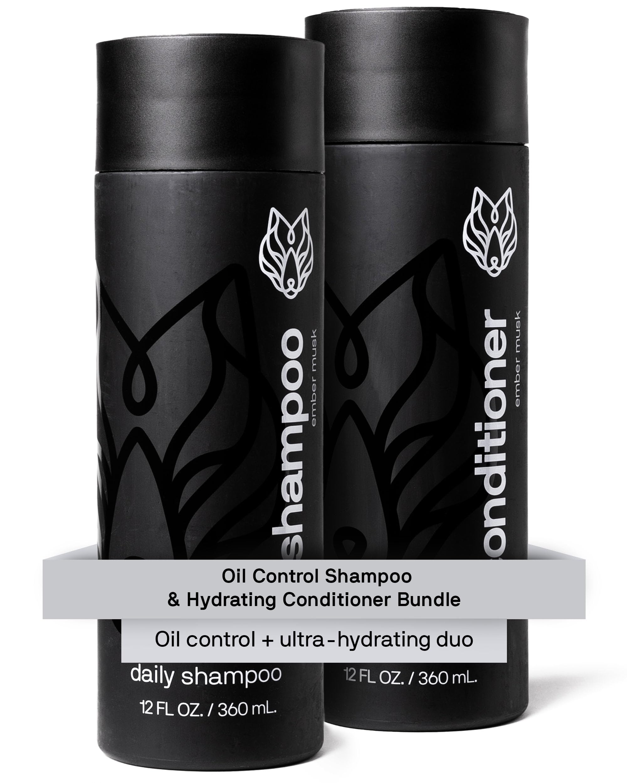 Black Wolf Oil Control Shampoo bottle 12oz cleanses scalp and controls oil.