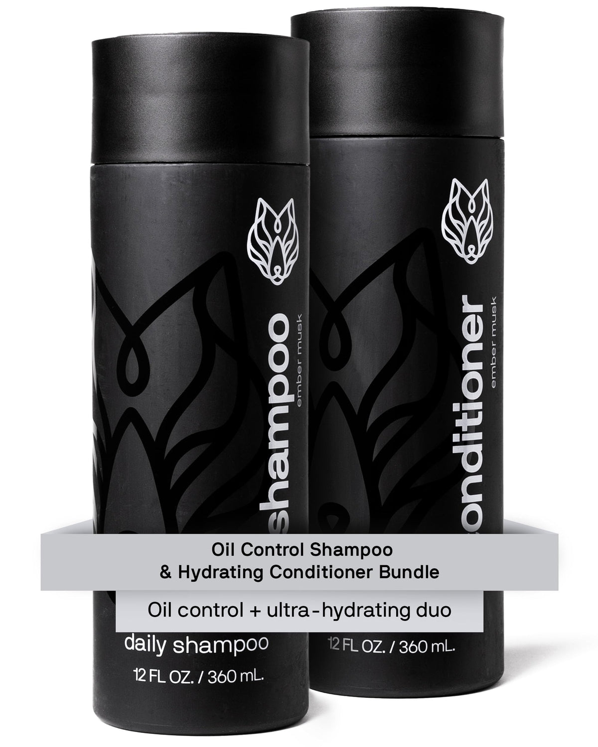 Black Wolf Oil Control Shampoo bottle 12oz cleanses scalp and controls oil.