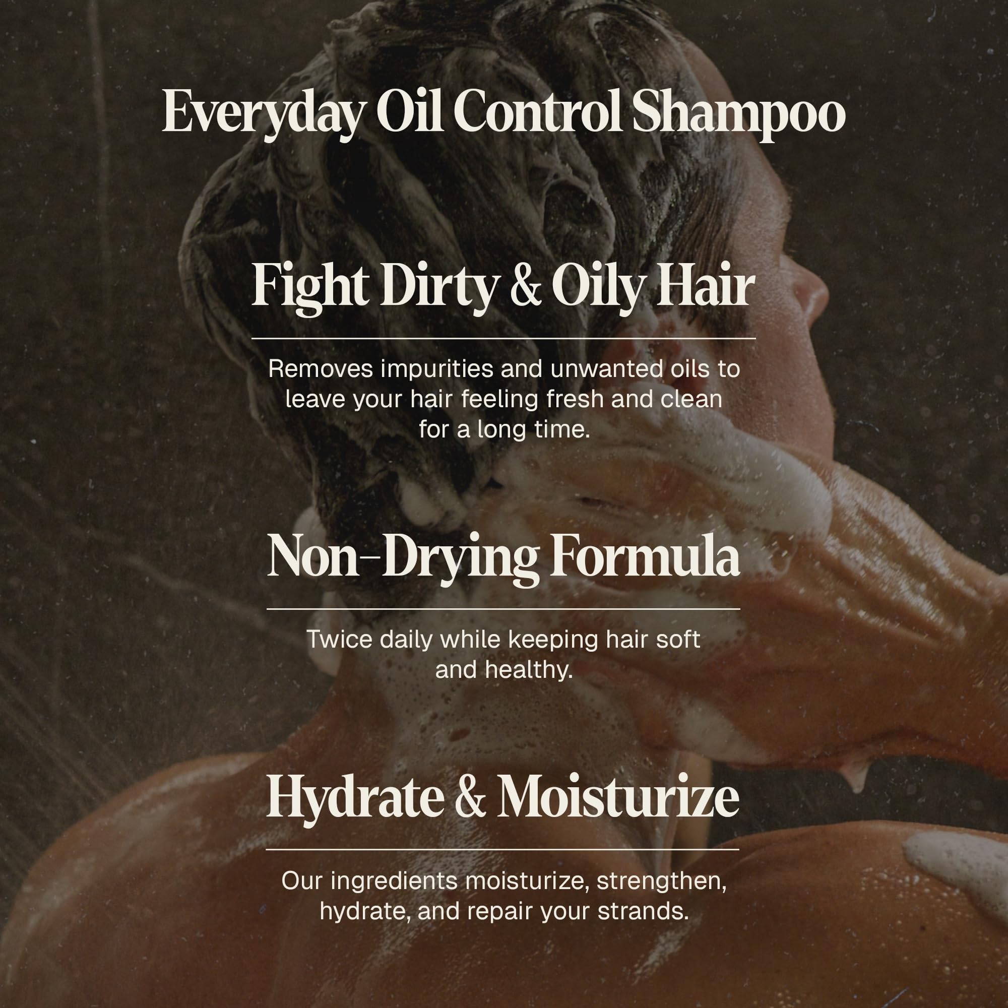 Black Wolf Oil Control Shampoo lather-foam demonstrates deep cleansing for oil-prone hair.