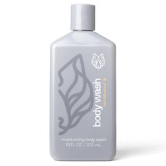 Black Wolf sandalwood body wash bottle delivers hydrating cleanse for dry and sensitive skin.