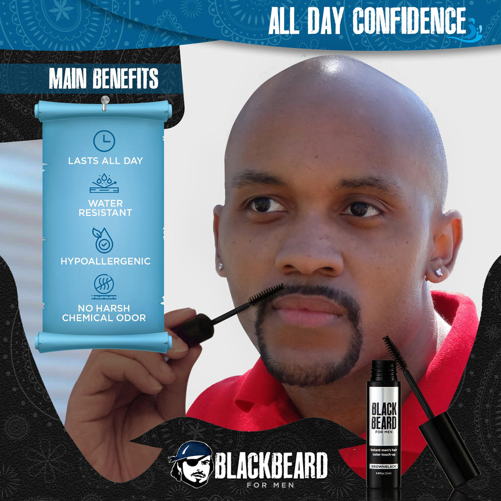 Blackbeard for Men brush-on color application shows fast on-the-go tint