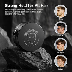 BlackMask Hair Clay adds texture and instant volume for thicker appearance.