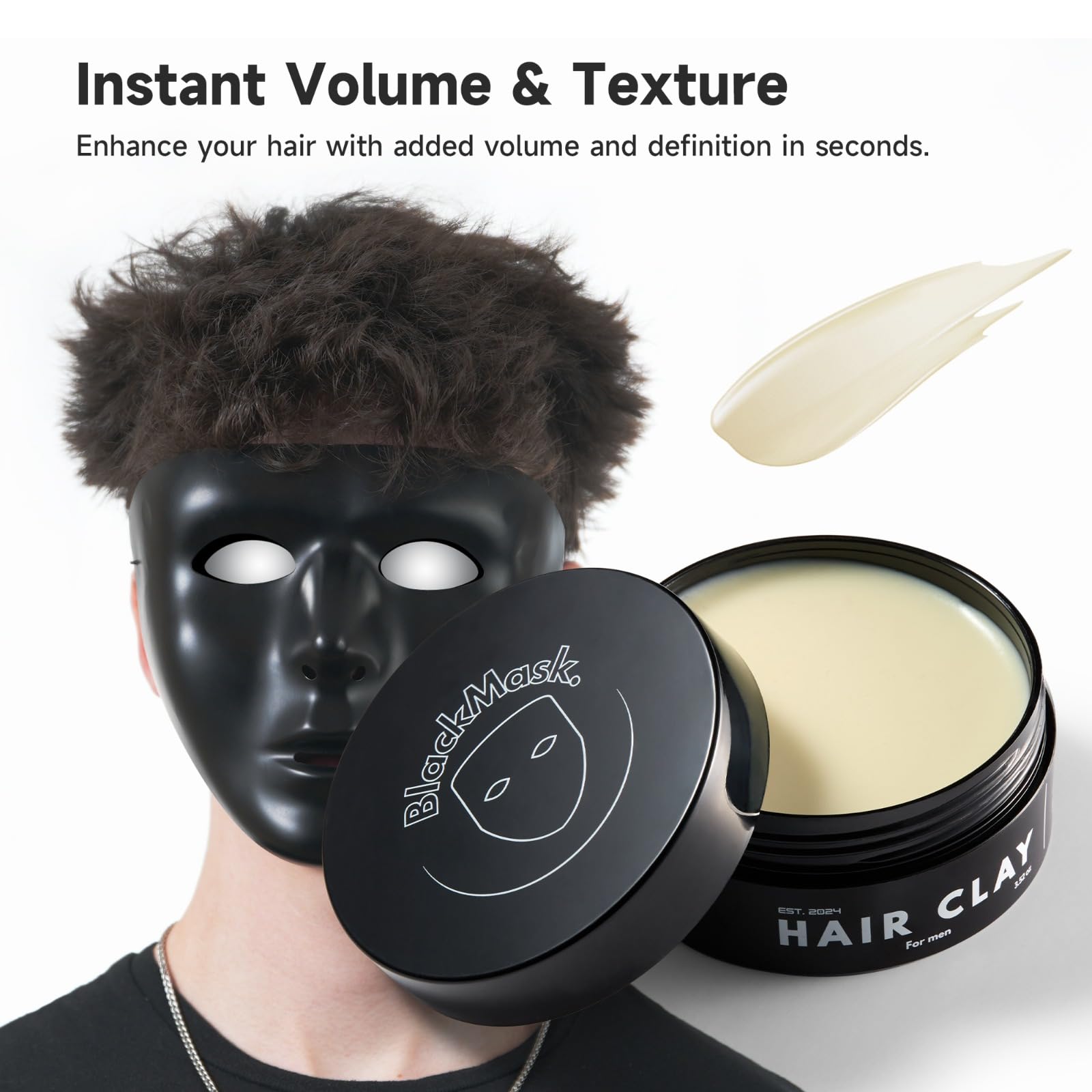 BlackMask Hair Clay wash-out cleansing with water leaves no residue.