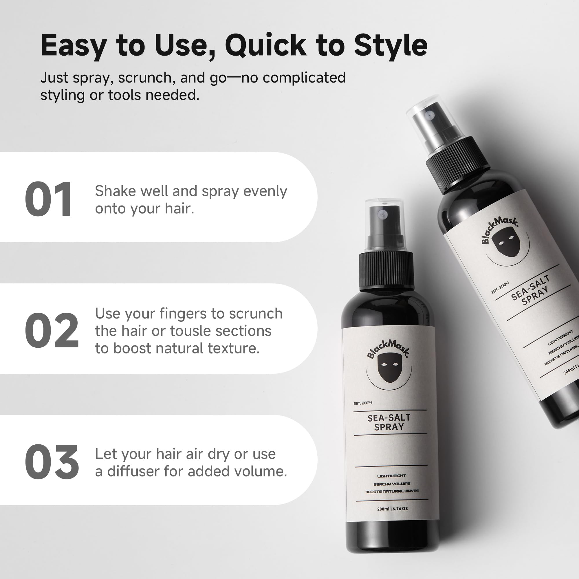 BlackMask Sea Salt Spray beach look for casual textured style.