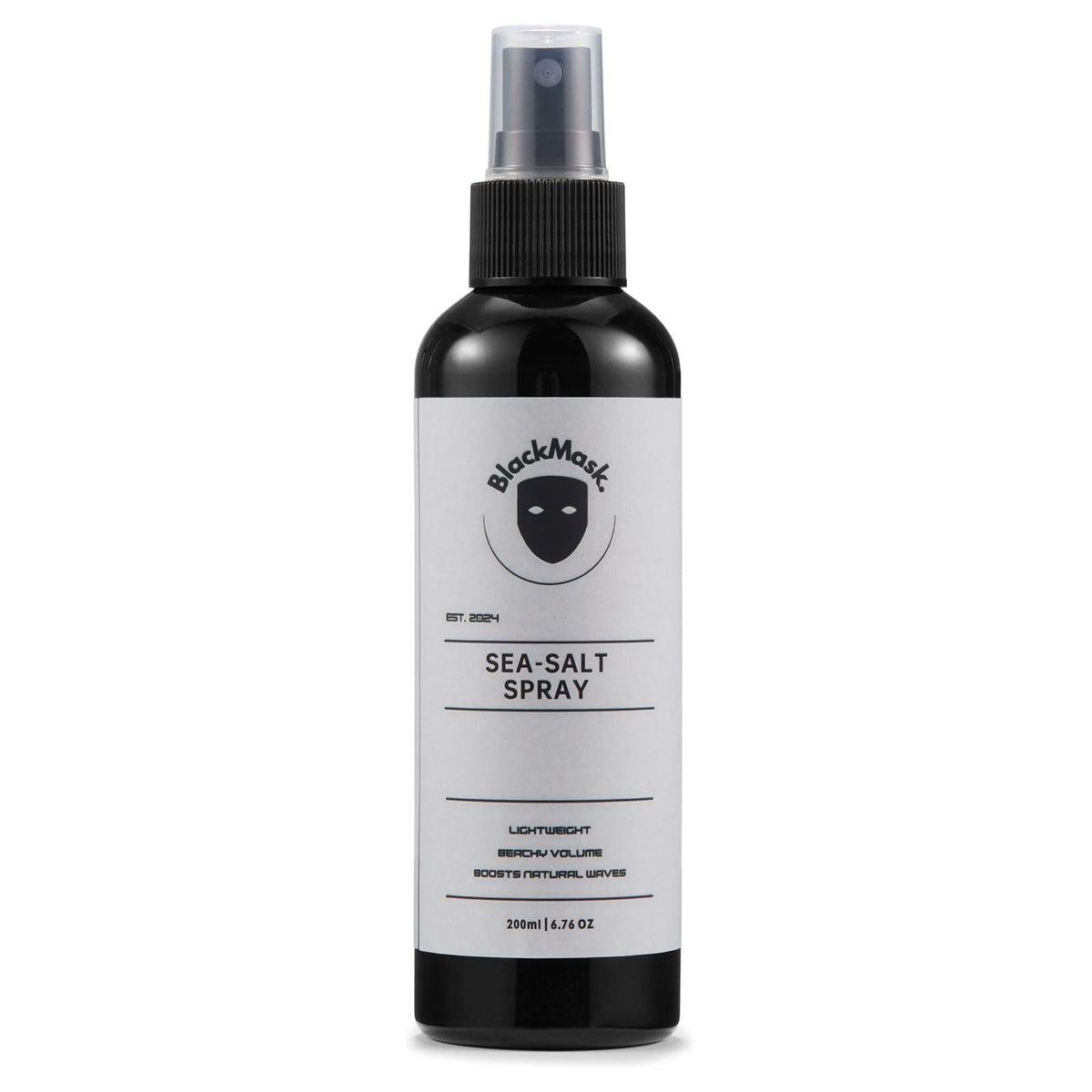 BlackMask Sea Salt Spray packaging showcases a sleek bottle for on-the-go styling.