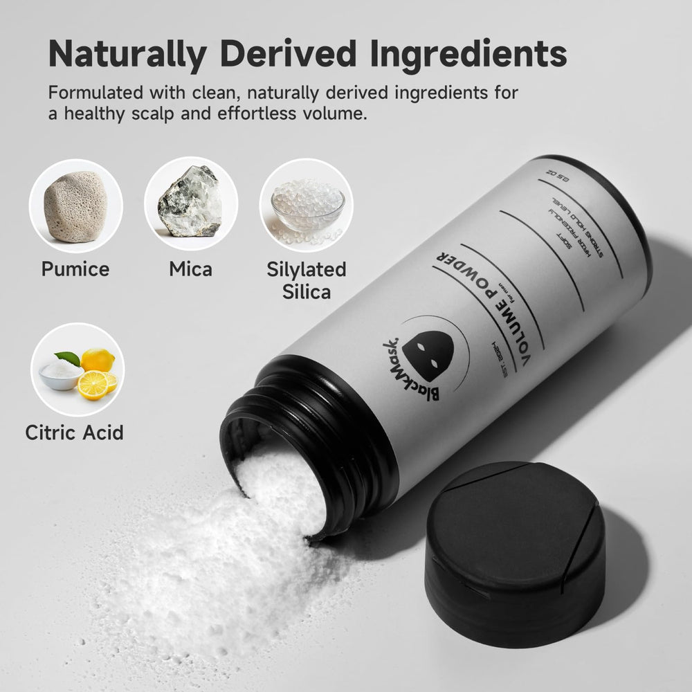BlackMask Texture Powder for Men being applied to hair in hand for instant volume