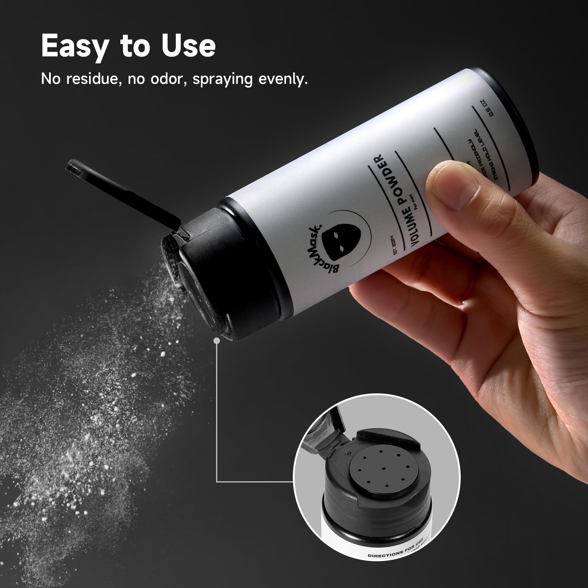 BlackMask Texture Powder jar and brush illustrating long-lasting hold