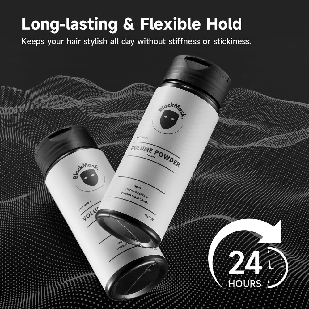 BlackMask Texture Powder demonstrated with pumice for scalp exfoliation feel