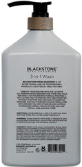 Sandalwood scent from Blackstone 3-in-1 Wash shown on skin for refreshing feel.