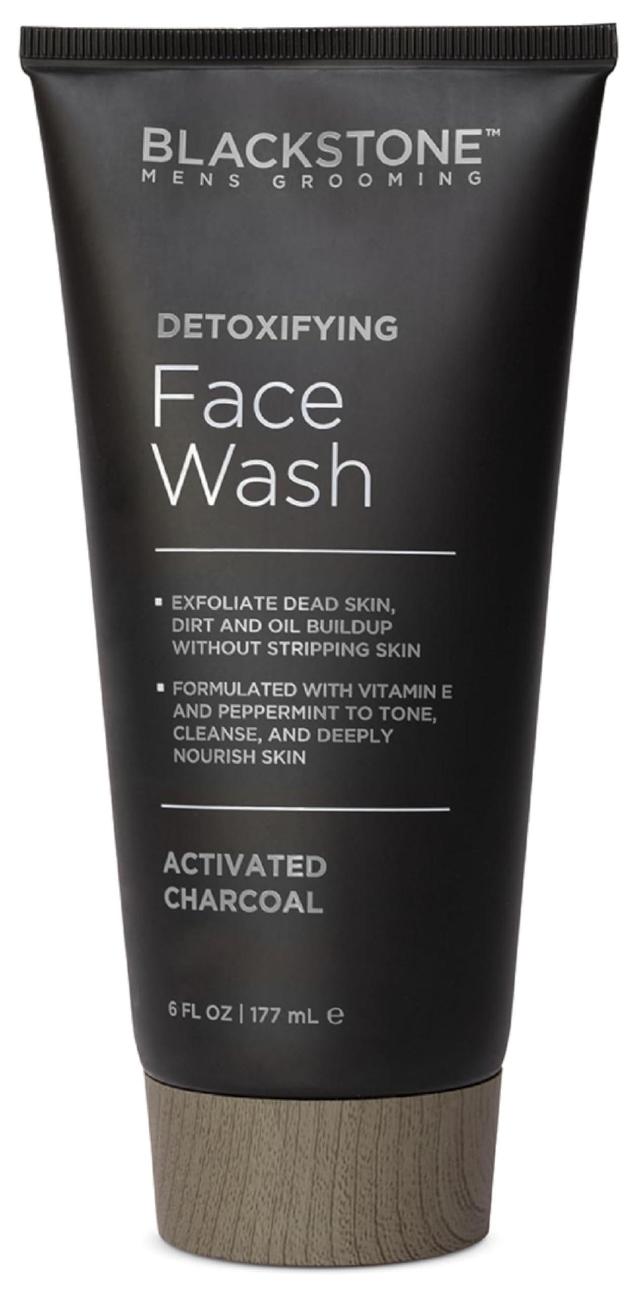 Blackstone Detoxifying Face Wash bottle-front for a refreshing deep cleanse and exfoliation.