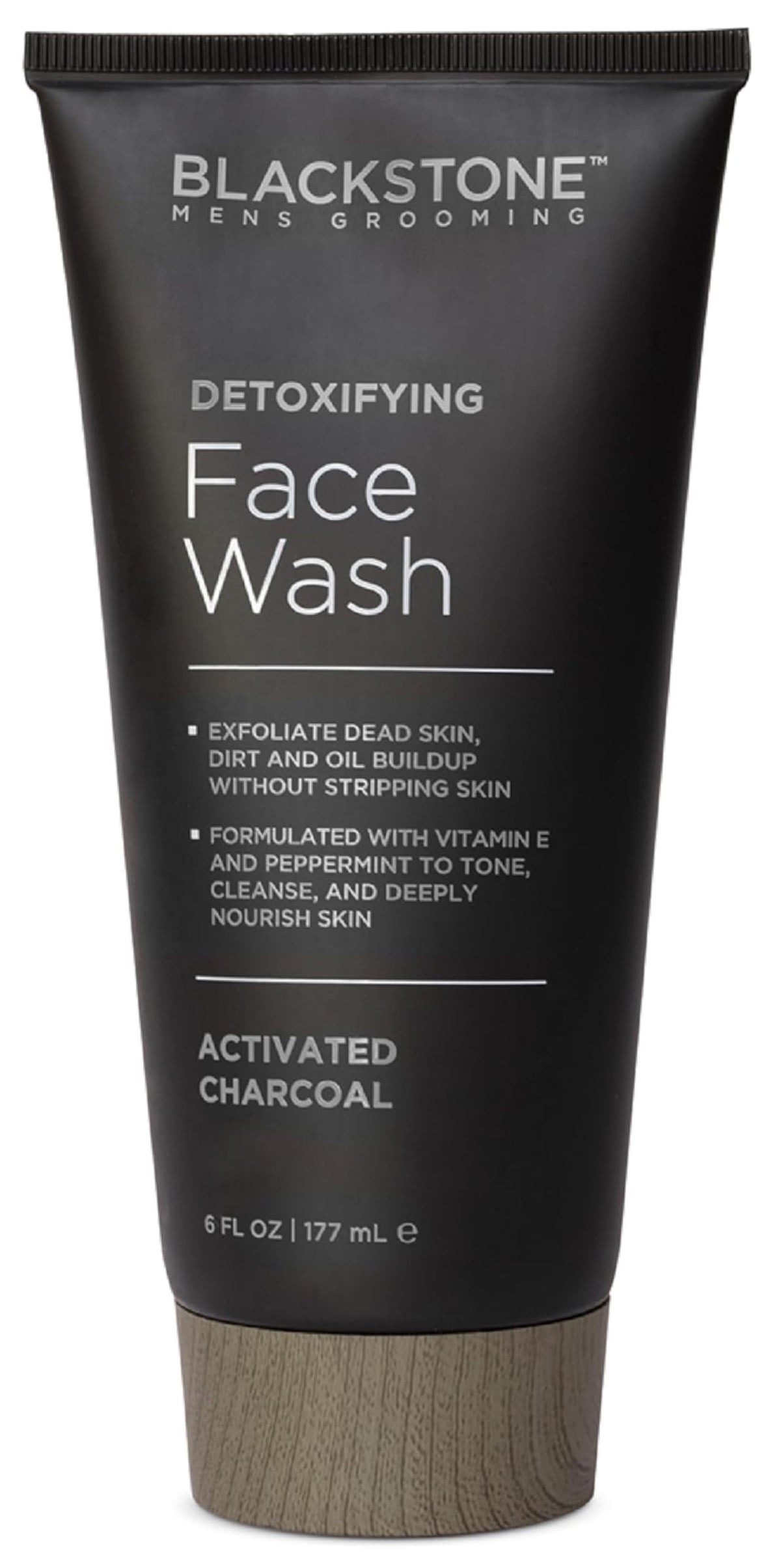 Blackstone Detoxifying Face Wash bottle-front for a refreshing deep cleanse and exfoliation.