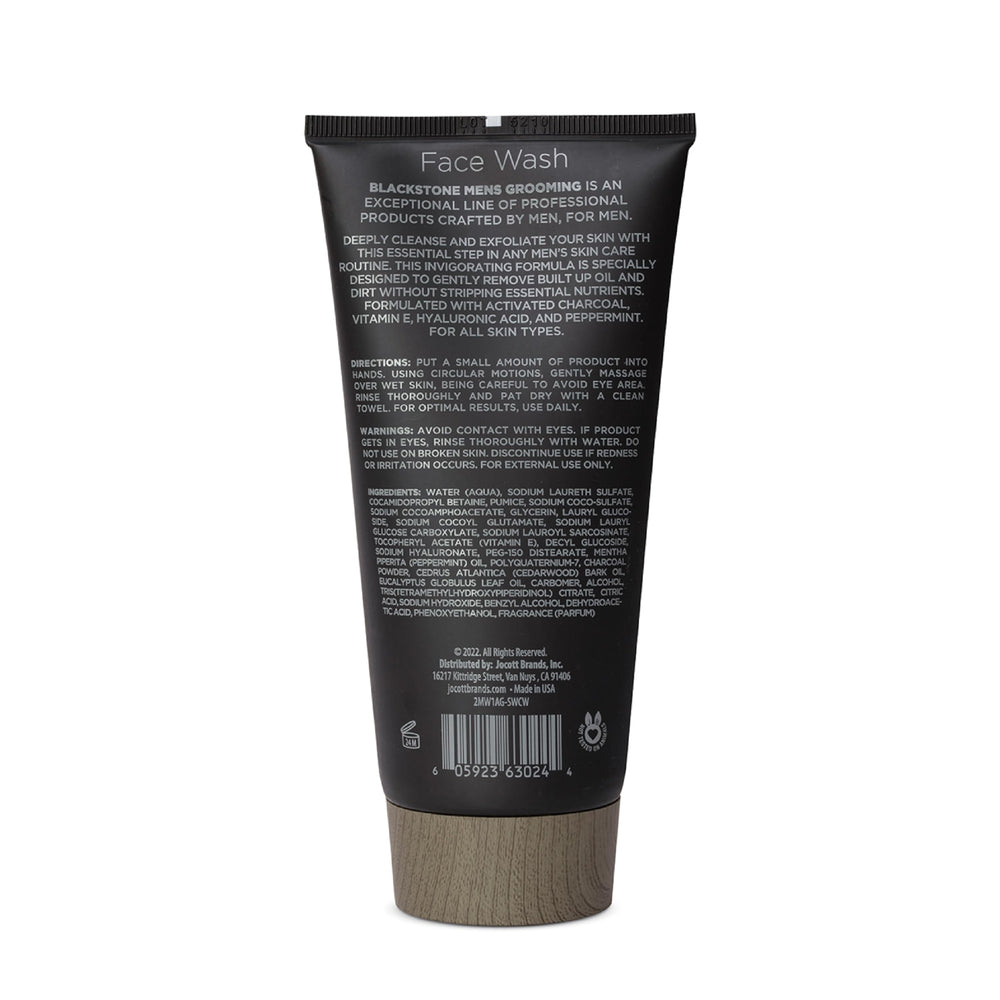 Blackstone Detoxifying Face Wash foamy-lather closeup highlights gentle exfoliation and cooling peppermint.