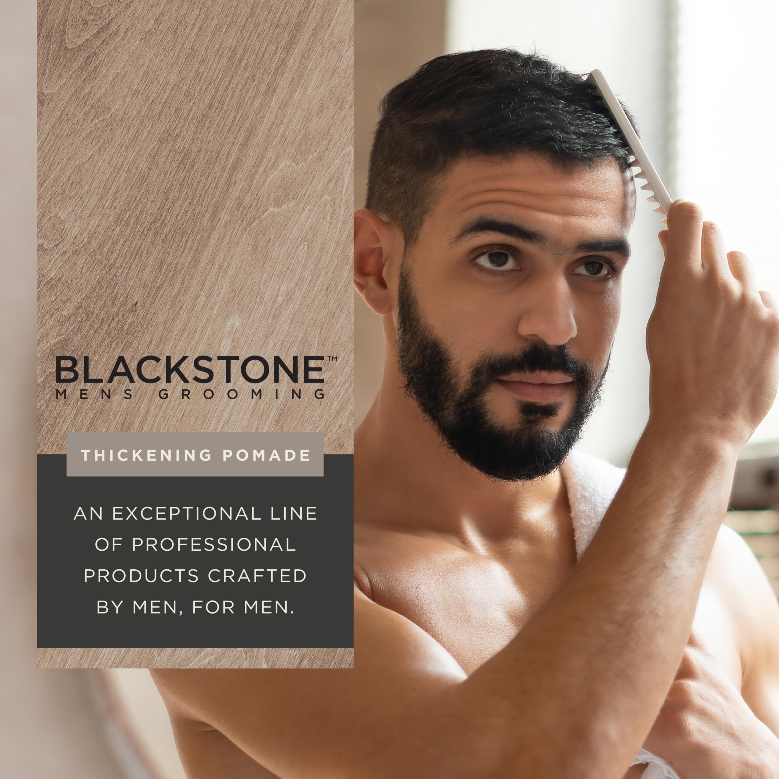 Blackstone pomade matte-finish-hair highlights lightweight, non-greasy formula.