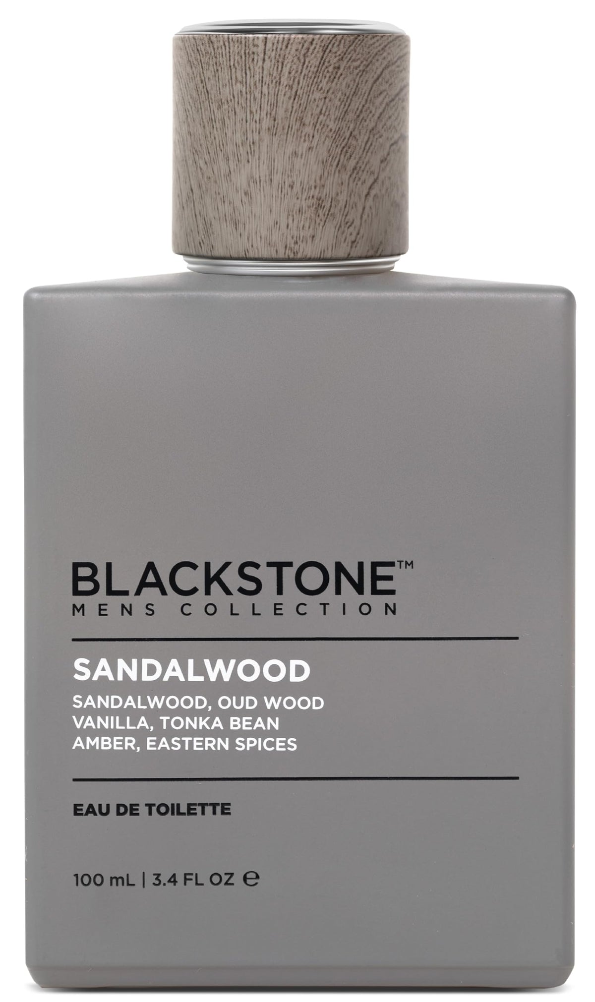 Blackstone Sandalwood EDT bottle offering a warm, lasting scent for daily wear.