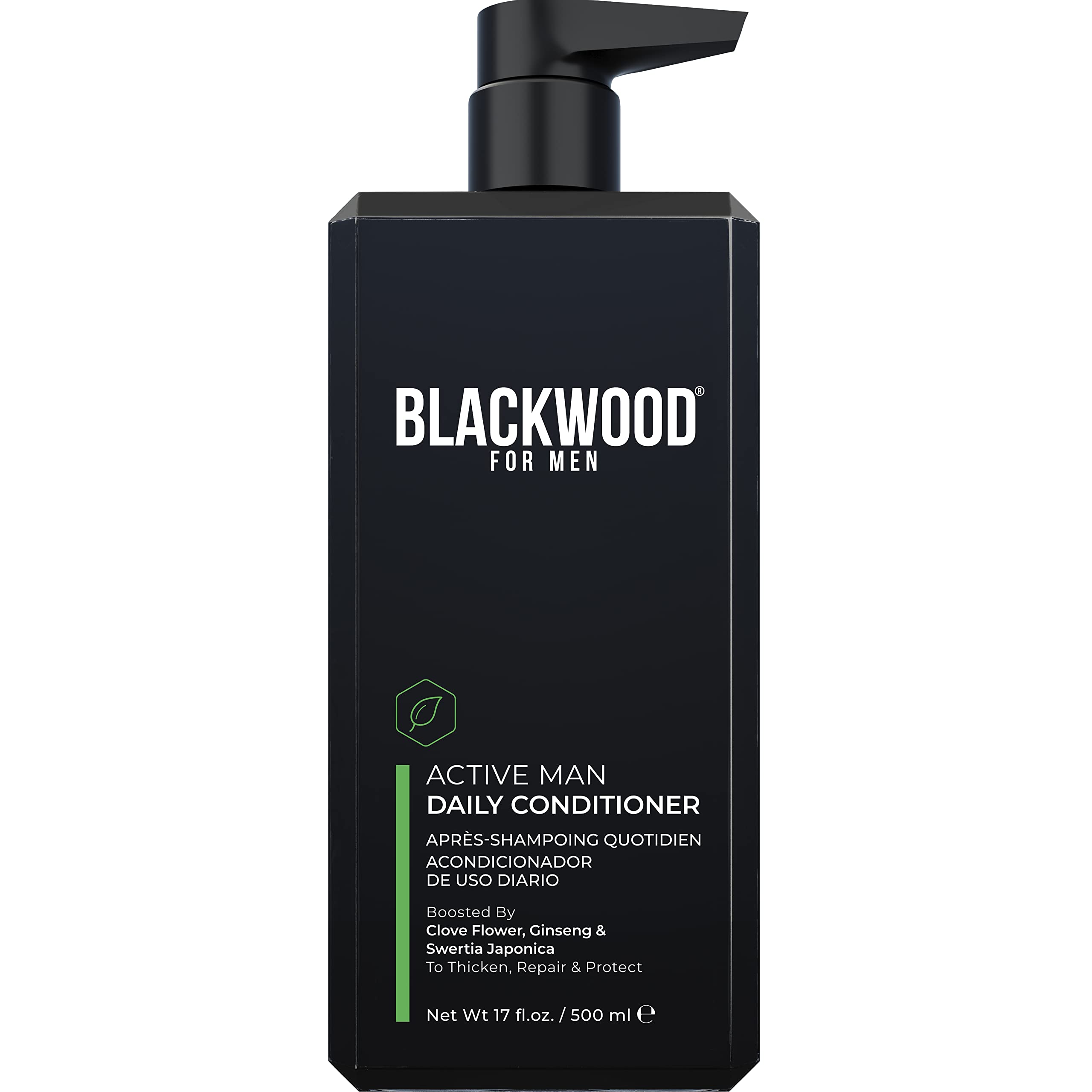 Blackwood For Men Active Man Conditioner bottle front view supports daily hair thickening.