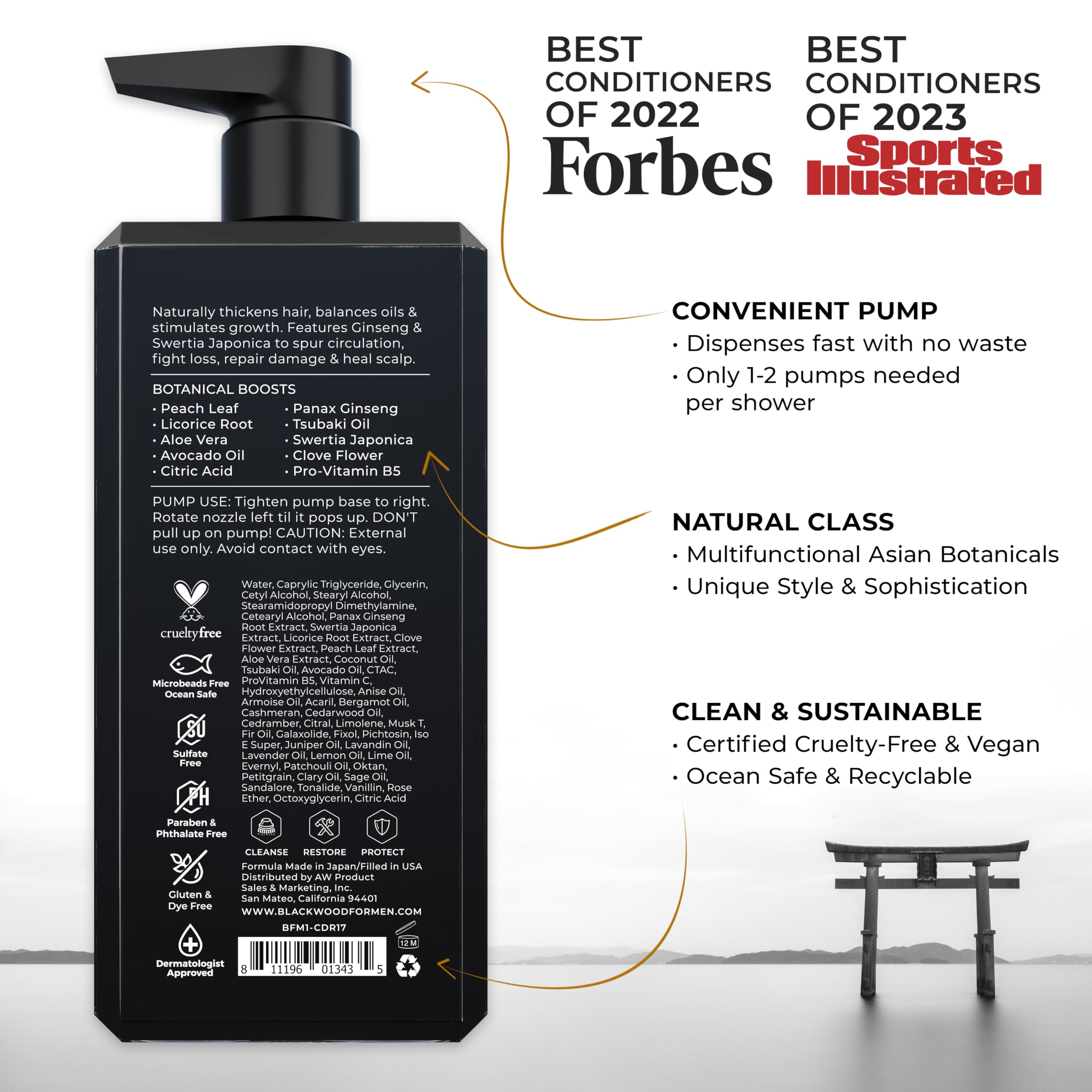 Blackwood For Men Active Man Conditioner cap closeup highlights vegan formula.