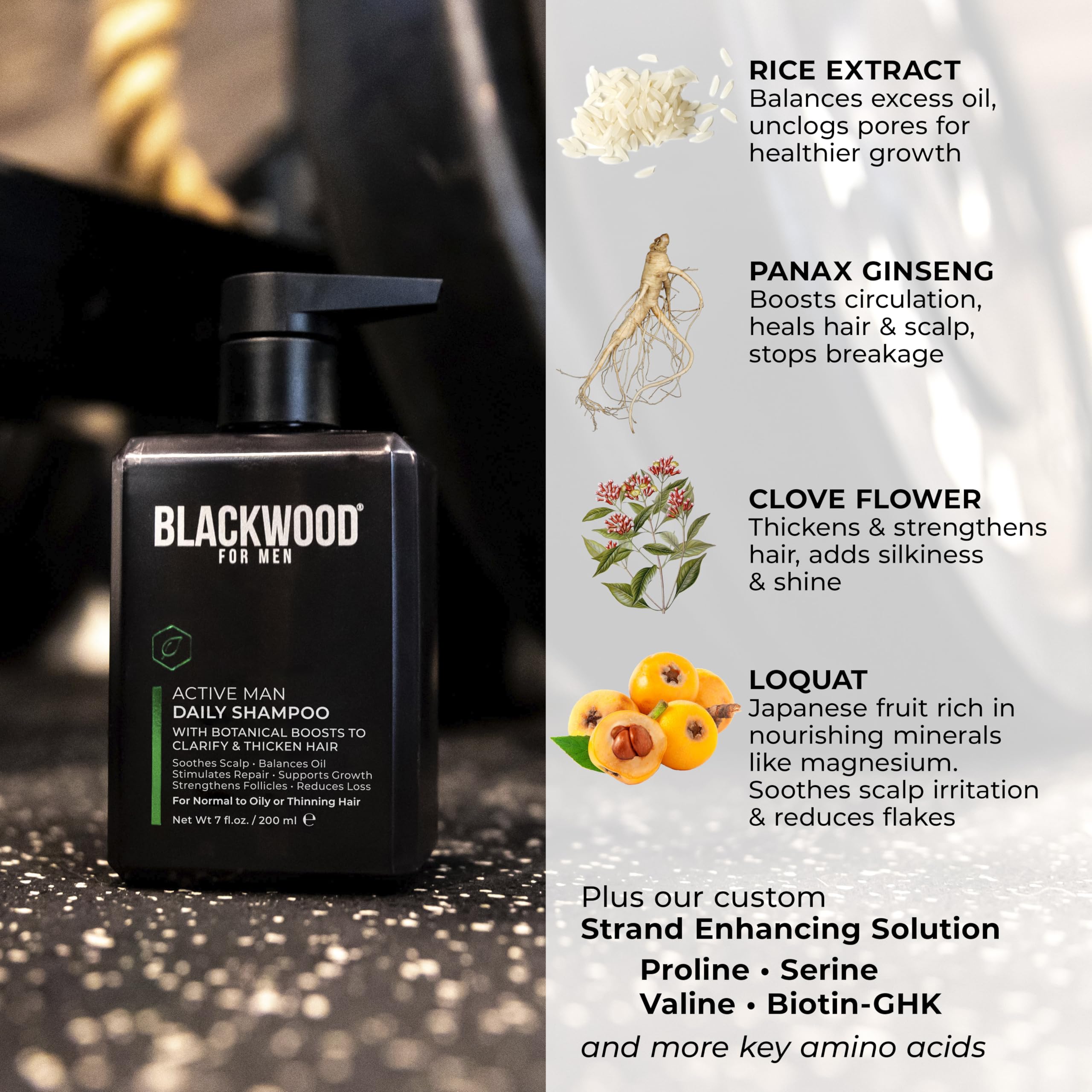 Blackwood For Men Active Man Daily Shampoo pour showing viscous clarity and cleansing.