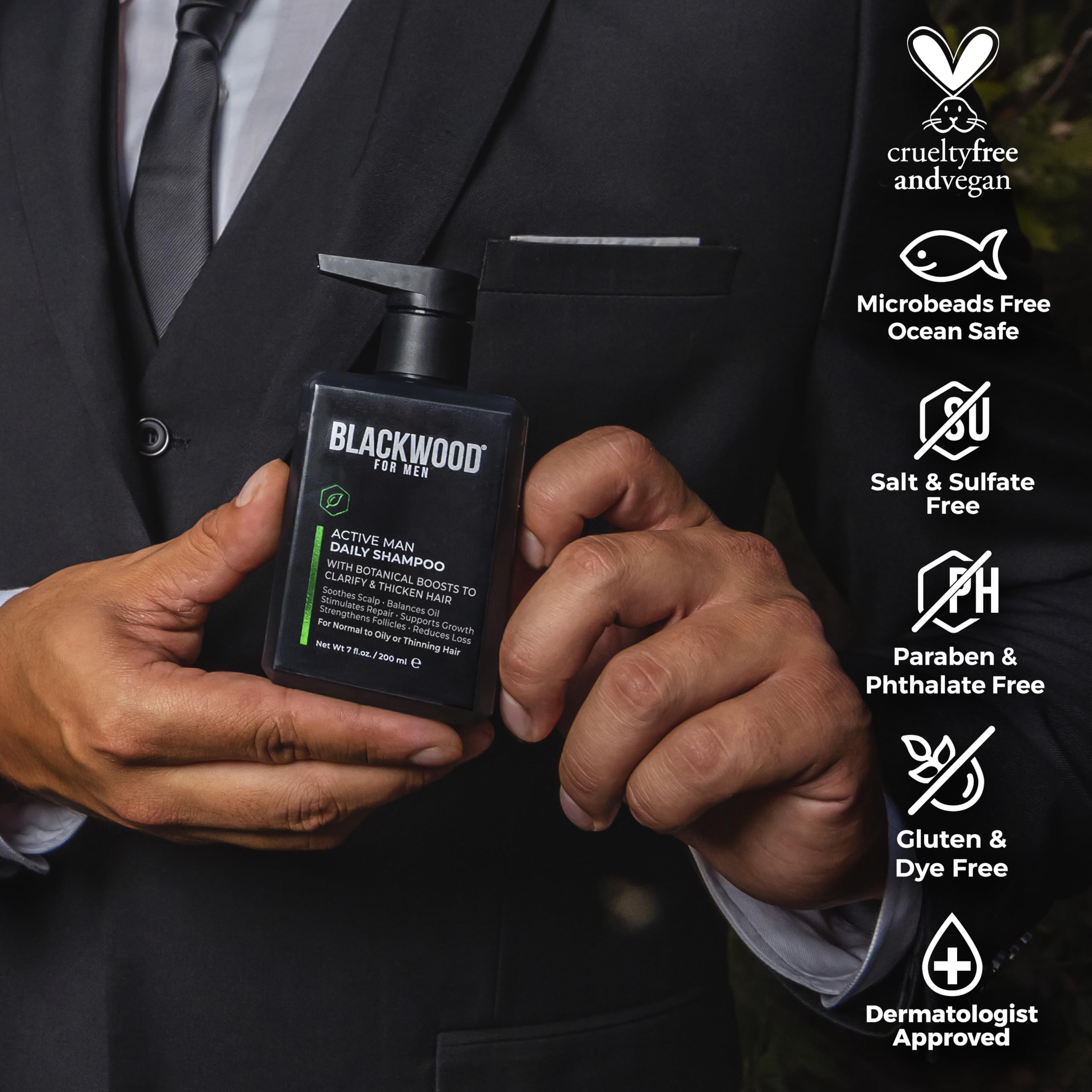 Active Man Daily Shampoo lather on hands illustrating refreshing, scalp-clearing action.