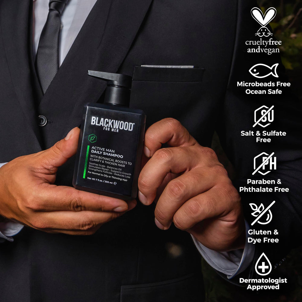 Active Man Daily Shampoo lather on hands illustrating refreshing, scalp-clearing action.