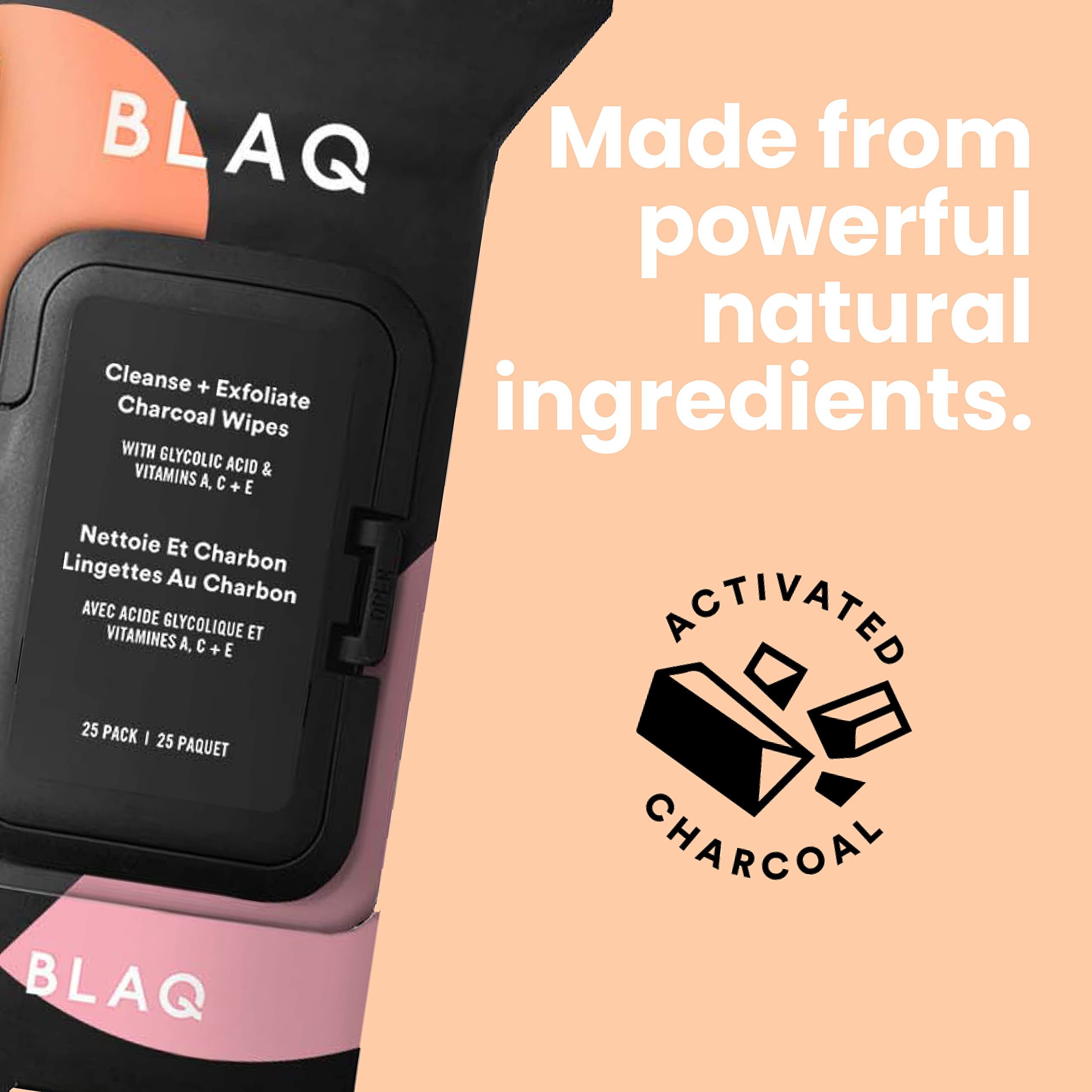 BLAQ textured side exfoliation for deeper cleansing and refined pores.