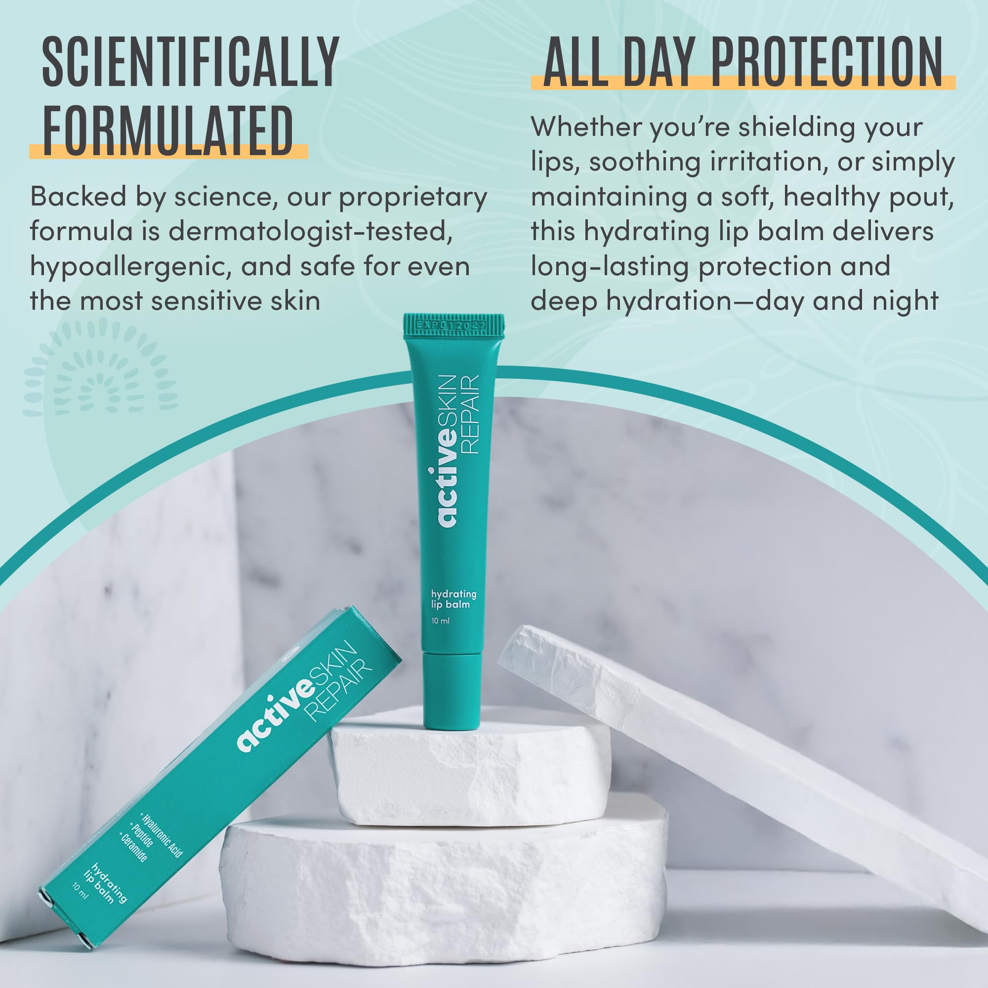 BLDG ACTIVE lipbalm-ceramides-peptides closeup demonstrates barrier-supporting formula for comfort.