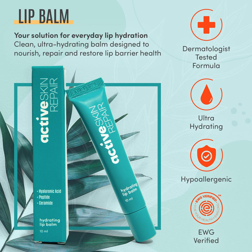 BLDG ACTIVE lip balm hyaluronic acid closeup highlights deep hydration for lips.