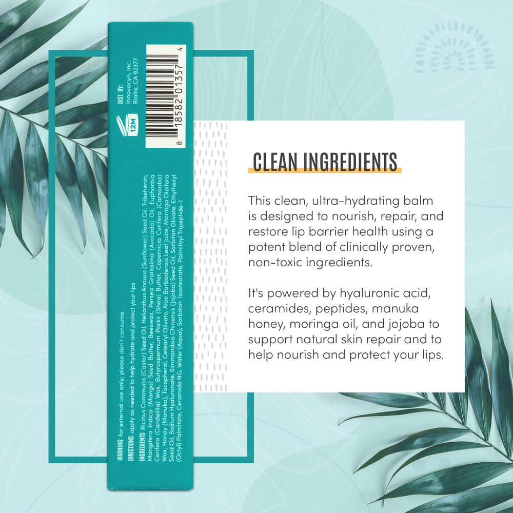 BLDG ACTIVE Jojoba oil lip balm closeup emphasizes lightweight moisture.
