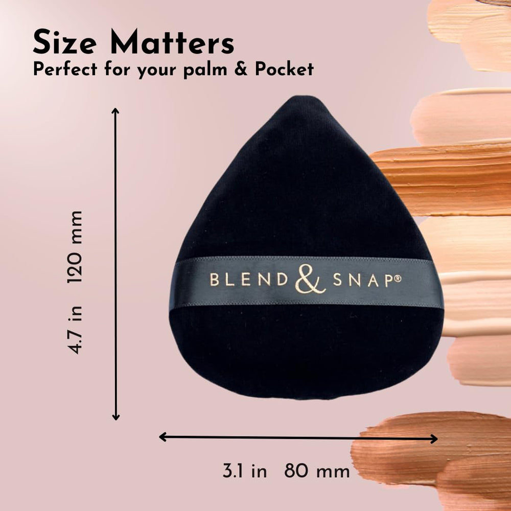 Blend and Snap durable hand-stitched puff lasts through cleansing