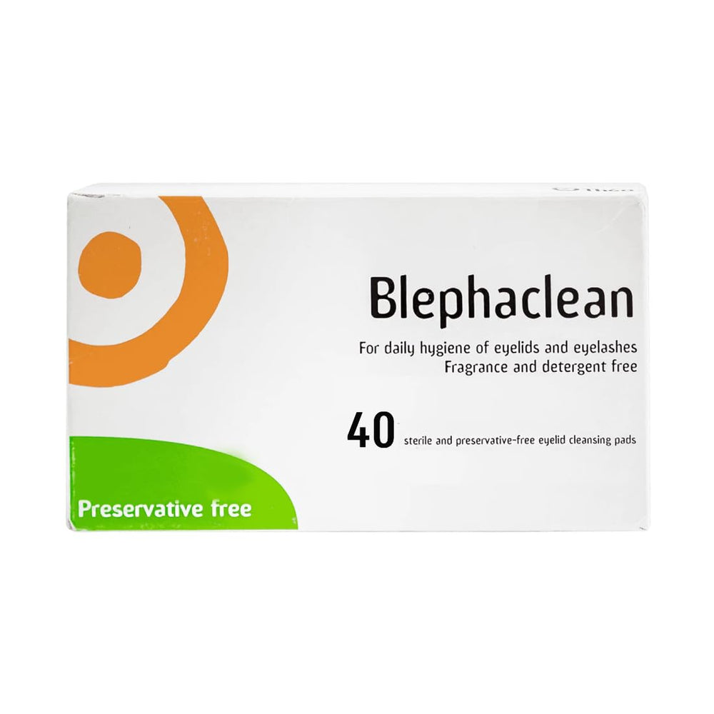 Blephaclean 40 sterile eyelid wipes pack: gentle lid cleansing for sensitive skin and symptom support.