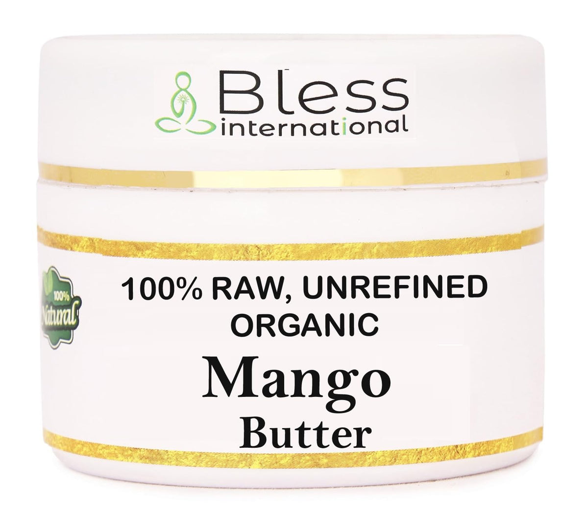 Bless International Organic Raw Mango Butter ivory close-up showcases pure, unrefined moisture.