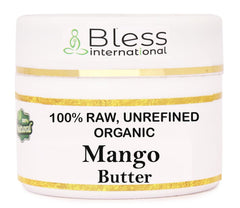 Bless International Organic Raw Mango Butter ivory close-up showcases pure, unrefined moisture.