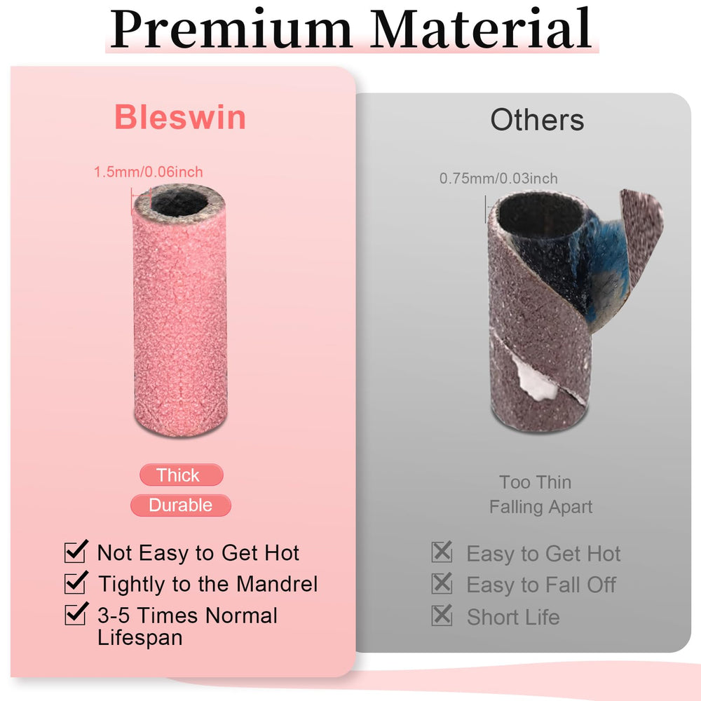 BLESWIN 180 grit for natural nails and cuticle work at low speed.