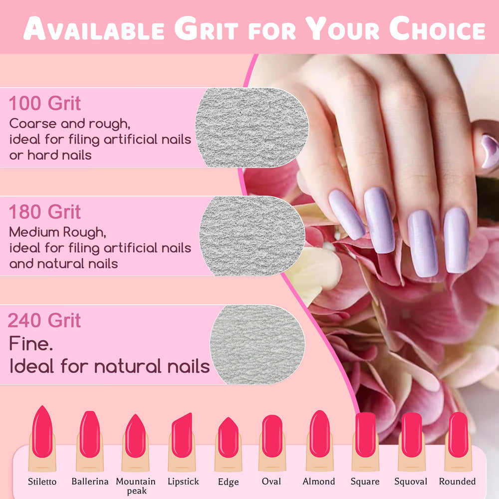 Lima de uñas BLESWIN con grano 180, perfecta para limar y dar forma suave.