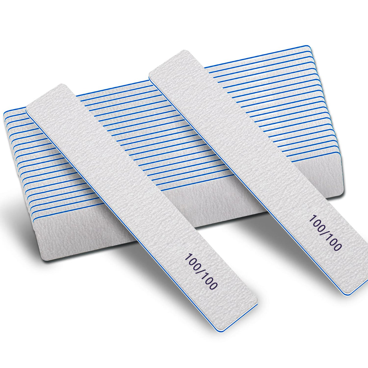 BLESWIN Nail Files 100/100 grit pack blue for acrylic shaping and durability