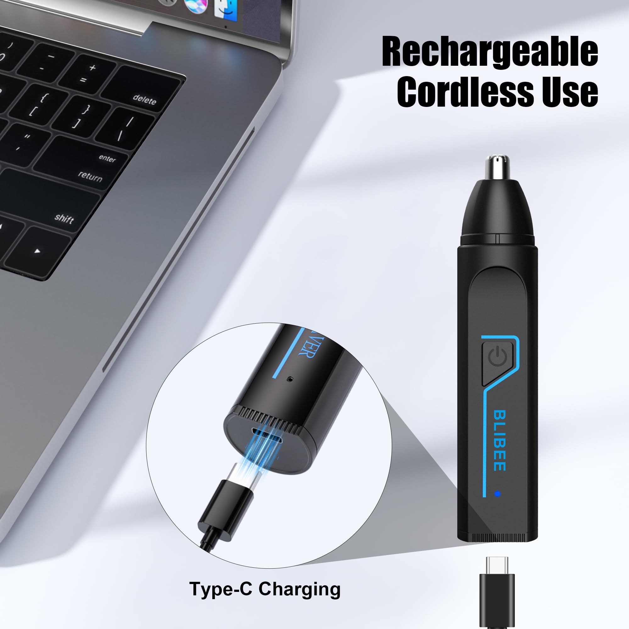 BLIBEE Nose Hair Trimmer brow-trim head tidies stray brows in seconds.