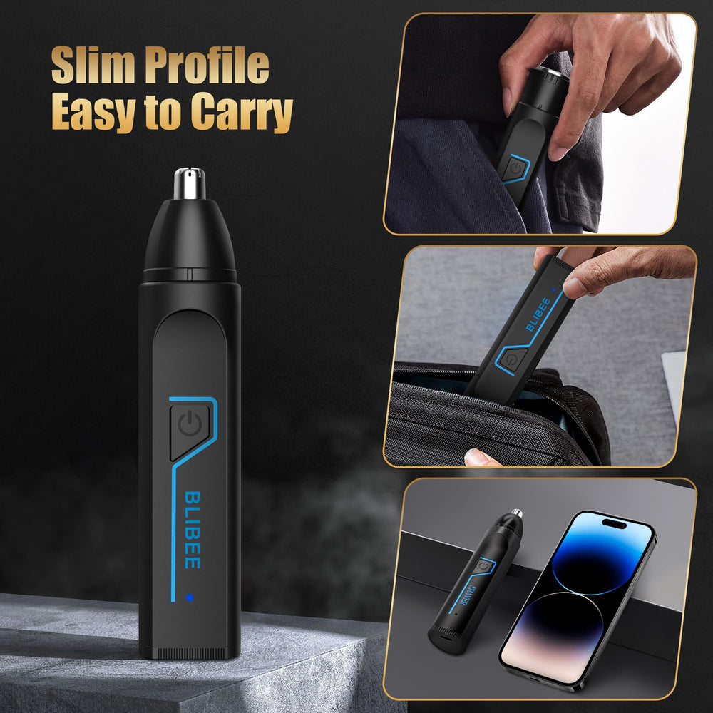 BLIBEE Nose Hair Trimmer stainless blades deliver clean cuts with skin-friendly tips.