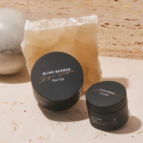 Blind Barber Bryce Harper Hair Clay jar closeup highlights kaolin as oil absorber for lift.
