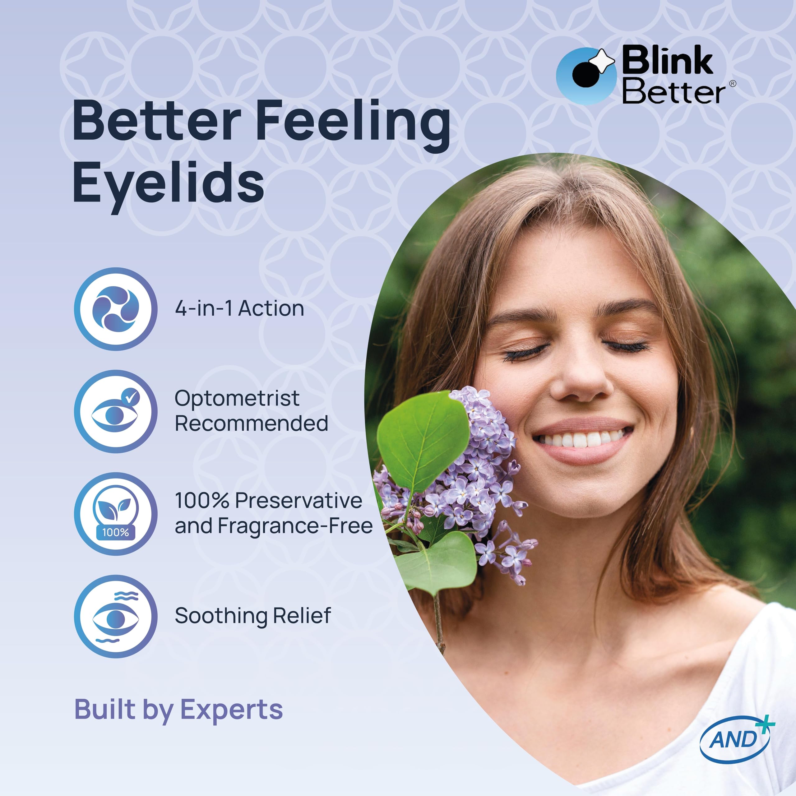 BlinkBetter BetterLids being gently applied to eyelids for comfortable care.