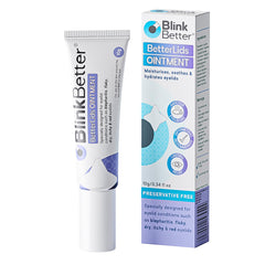 BlinkBetter BetterLids eyelid ointment tube for daily soothing hydration around the eyes.