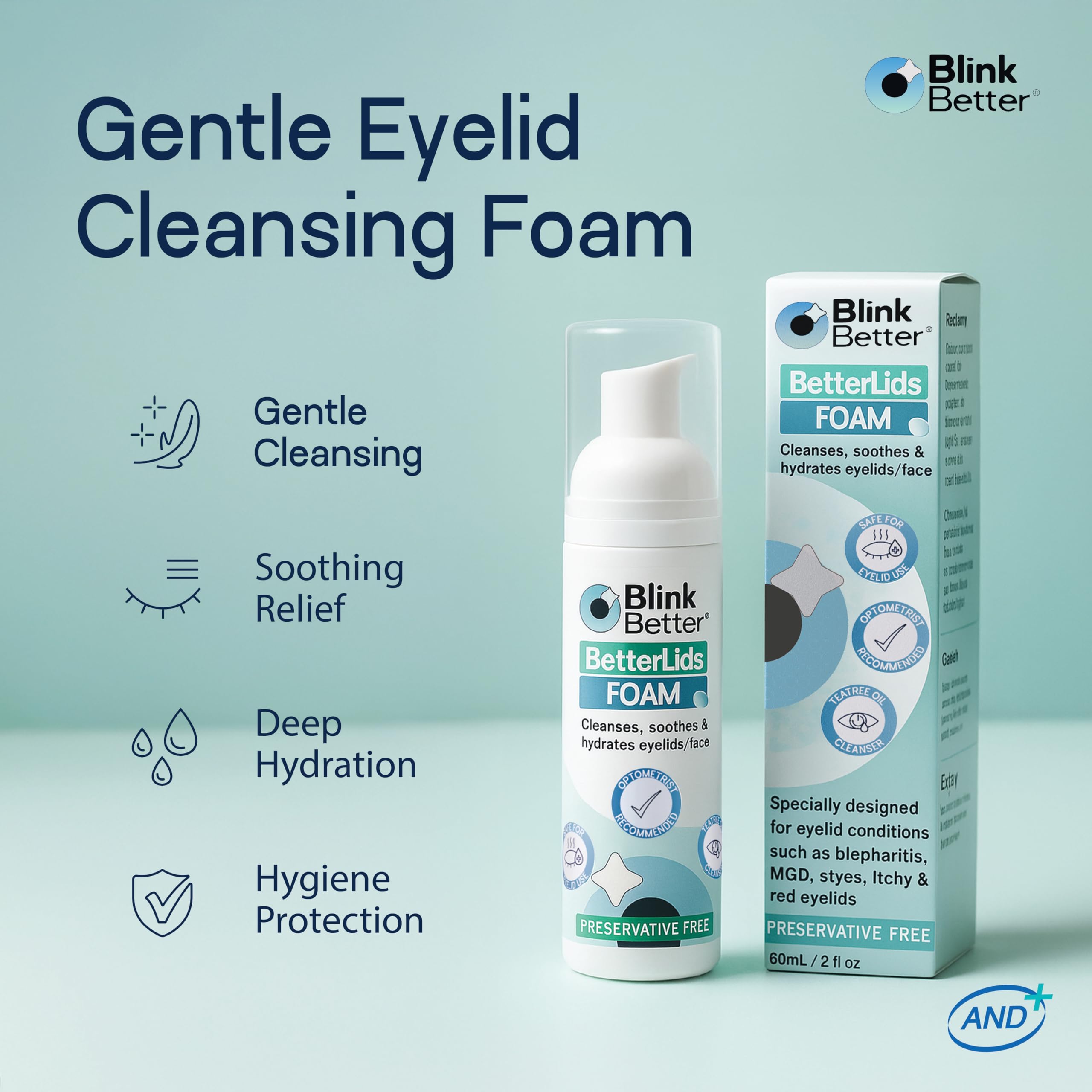 BlinkBetter BetterLids tea tree oil closeup highlights refreshing cleansing.