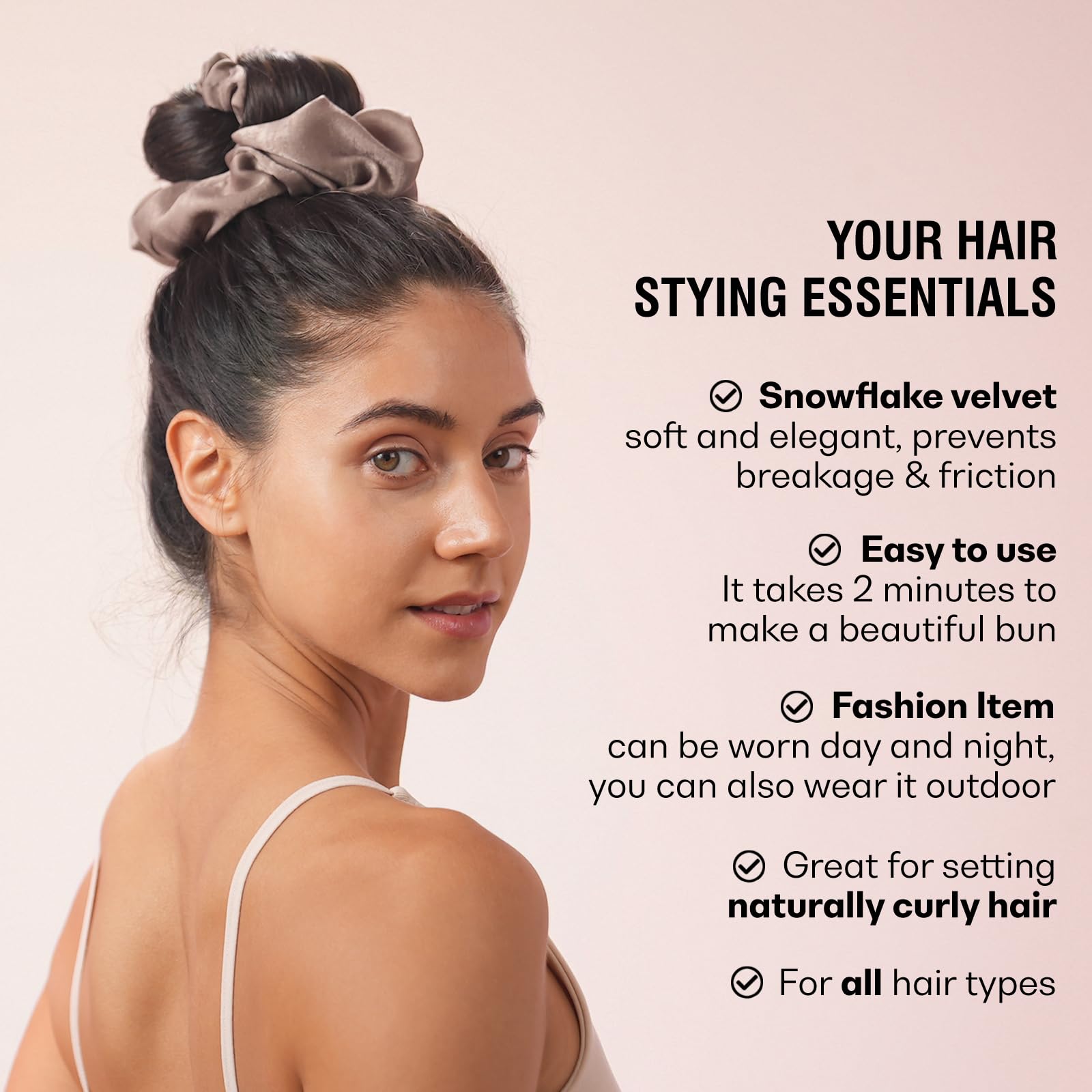 BLINKEEN olive-green heatless curling scrunchie shown for comfortable overnight styling